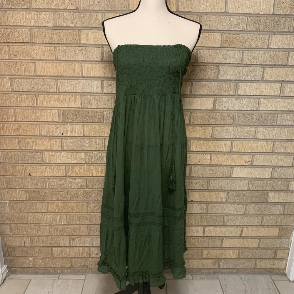 Earthbound rich olive green tube dress.
